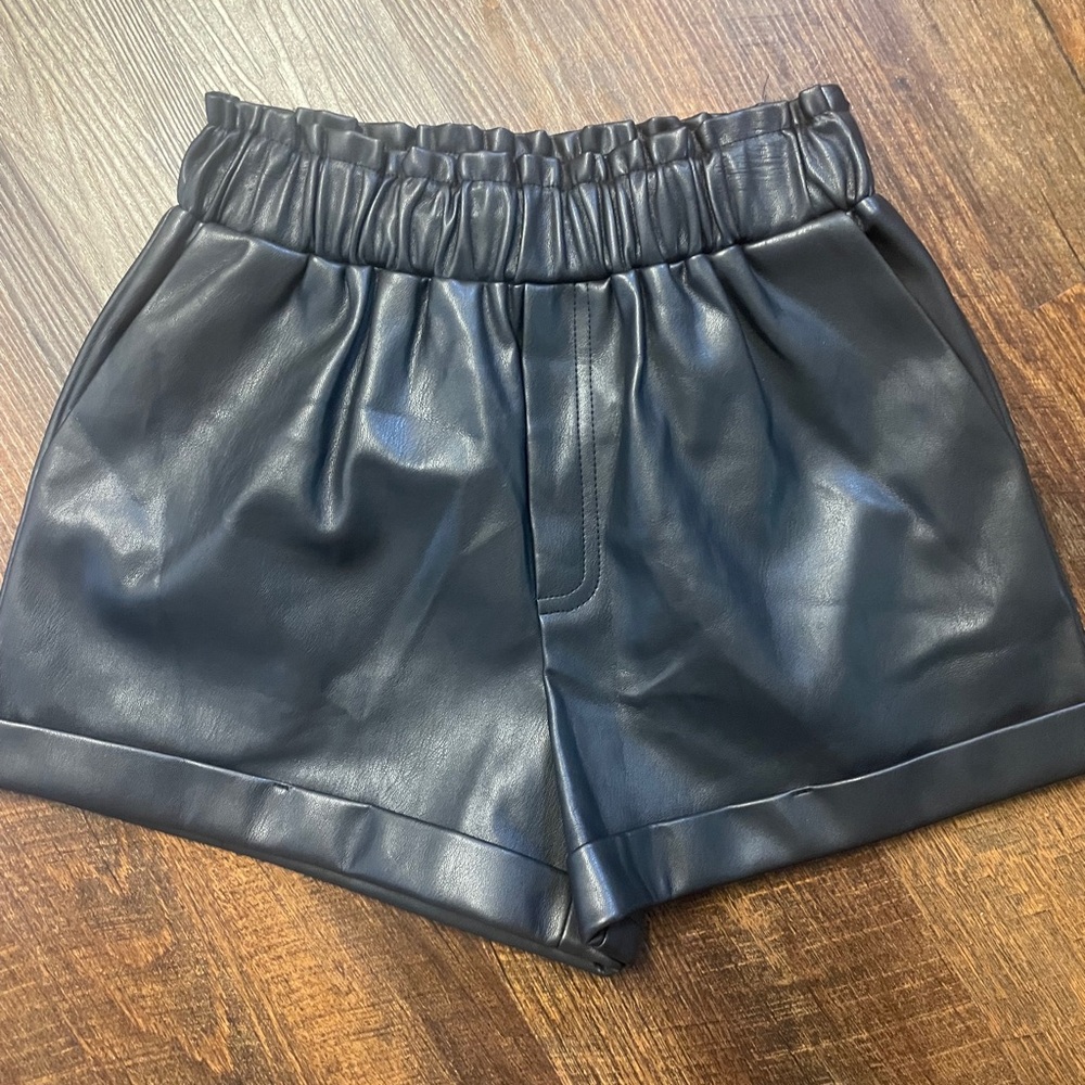 Forever 21 Black High Waist Faux Leather Shorts